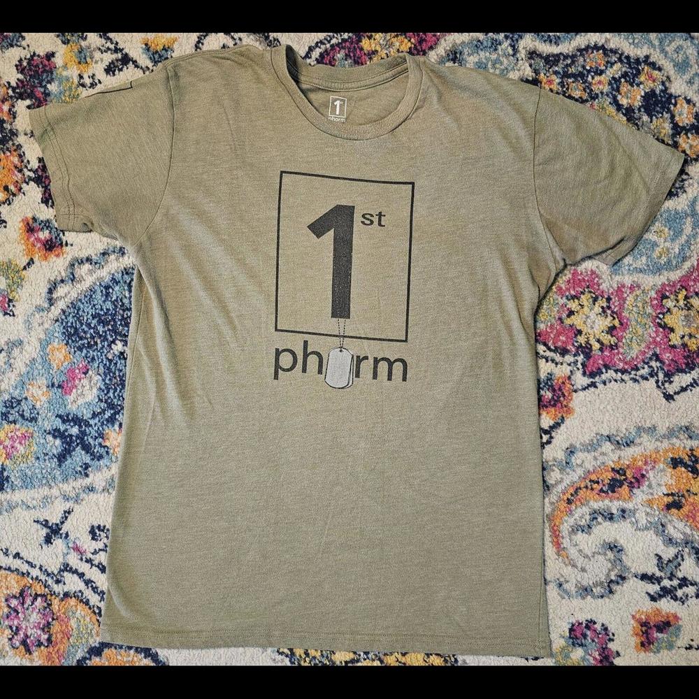 1st phorm Protein T-Shirt Green Unisex Adults Medium Dog Tag